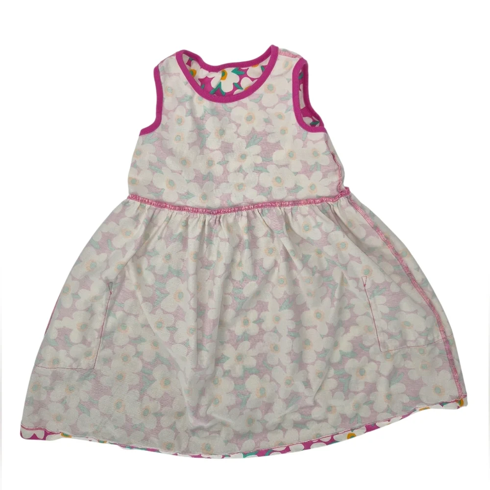 Hanna Anderson Floral Pocket‎ Dress | Pink Retro Daisy Cotton Twirl Dress Sz 10